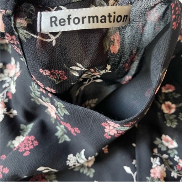 Reformation Jolene mini dress size 8 black floral minidress - Picture 5 of 8